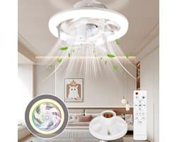 Plafond Ventilator met Verlichting en RGB - Ventilator Lamp Plafond - Stille Plafondlamp - E27 Fitting - 16 Kleuren - Timer - 3 Windsnelheden — afbeelding 1