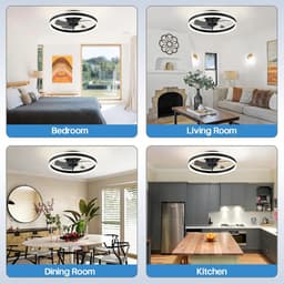 House Of Atelier - Plafondventilator met verlichting - Ventilatorlamp - Kroonluchter Ventilator - 6 Standen - Dimbaar - 50 cm - Zwart — thumbnail 4