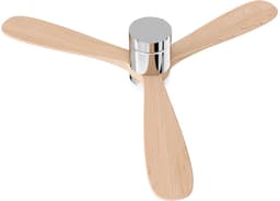 Plafondventilator met lamp - Diameter 132 cm - 3 kleurtemperaturen - massief houten bladen - Scandinavisch - natuurlijk hout en zilver — thumbnail 3