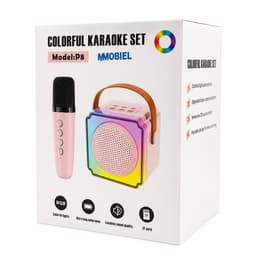 Karaoke Set voor Kinderen met Bluetooth Speaker van MMOBIEL – Met 2 Draadloze Microfoons, LED-verlichting, Geluidseffecten – Feest, Cadeau voor Meisje, Jongen, Kinderen 3+ jaar – Blauw — thumbnail 2