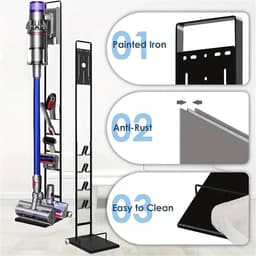 Stofzuiger Opbergstandaard - Stofzuigerhouder Accessoires - Schoonmaak Organiseren - Robuuste Metalen Constructie - 1265 cm Hoog - Zwart — thumbnail 2