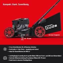 Benzine grasmaaier - Gazonmaaier - Gazononderhoud - Krachtige 4-takt motor - 41 cm maaibreedte - Zwart — thumbnail 4