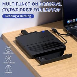 Externe Cd/Dvd Station - Draagbare Brander - Bestanden Overzetten - Met 6 Extra Poorten - USB 3.0 - Zwart — thumbnail 4