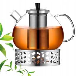 Glazen theepot 1500ml met filter en warmhoudplaat — thumbnail 1