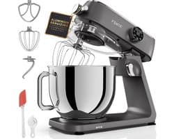 Fentic Keukenmachine 1800W, Keukenrobot met 7l RVS Mengkom, Incl. Menghaak, Garde, Deeghaak en Extra Accessoires, Keukenmixer Met Timer en 10 Snelheden