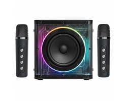 DUTCHPOWER Karaoke Plus Set met 2 Draadloze Microfoons - Premium Bluetooth Karaoke Speaker - USB-C Oplaadbaar - RGB LED-Verlichting