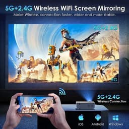 Yowhick - Beamer - Projector Beamer - Mini Meamer - 1080P - Automatische focus - met WiFi - 5G+2.4G Wireless Connection - Wit — thumbnail 5