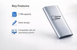 Externe Harde Schijf - Draagbare SSD - Data Opslag - Universele Compatibiliteit - 2 Terabyte - Zilver — thumbnail 4