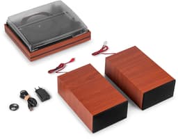 Platenspeler met speakers - Audizio Akron - LP speler - Bluetooth - AUX - 3 snelheden - Kersen houtlook — thumbnail 3
