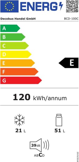 Zilverkleurige één‑deurs minikoelkast van 29 liter met alleen koelfunctie, energie‑efficiëntieklasse A, stil bedrijf van 38 decibel, afmetingen 55×40×39 cm, geschikt voor studentenkamers, kantoren en slaapkamers — thumbnail 2