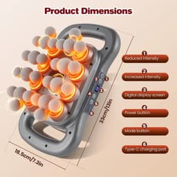 Velori Massagepistool 28 Koppen - Diepe Weefselmassage - Spiermassageapparaat - Nekmassager - Elektrische Massage Gun - 9 Intensiteitsniveaus - LCD Display - USB-C — thumbnail 5