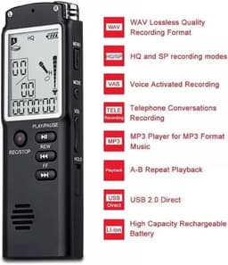 8GB digitale spraakrecorder, EVP (Electronic Voice Phenomenon) paranormaal apparaat voor het vastleggen van geesten, oplaadbare draagbare opnamebox met ruisonderdrukkingsfunctie. — thumbnail 2