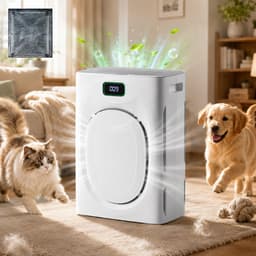 Rosnek Luchtreiniger voor Huisdieren - H13 HEPA + Actief Koolfilter - 350 m³/h CADR - Wasbaar Voorfilter tegen Kattenhaar, Hondenhaar, Pollen & Geuren - PM2.5 - Slaapmodus - Wit — thumbnail 1