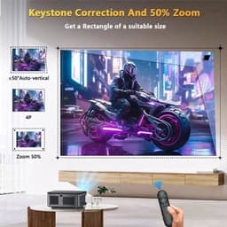 Xiwbsy - Beamer - Projector Beamer - Projector 4k - 1080P - Automatische focus - met WiFi 6 - 25000 Lumens - Buiten- en thuisprojector - Android 4K - Zwart — thumbnail 2