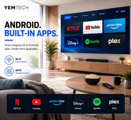 Yemtech® Thuisbioskoop Projector – Mini Beamer – HY450max – 800 ANSI Lumen – Full HD 1080P – 8K Ondersteuning – Android 14 – WiFi 6 – Bluetooth 5.4 — thumbnail 2