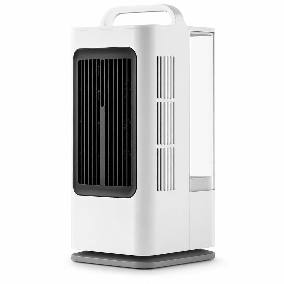 Draagbare verdampingskoeler, persoonlijke koelventilator met verneveling (1,7 l), 3 snelheden en 3 instelbare vernevelingsstanden; ultrastille mini-airco-ventilator met draaggreep voor slaapkamer, kantoor, bureau, camper en gebruik binnenshuis. — afbeelding 1