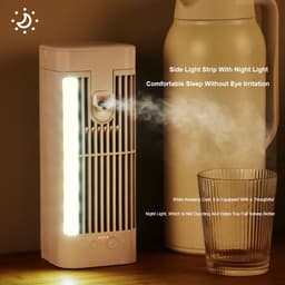 Draagbare Aircooler - Mobiele Persoonlijke Luchtkoeler met Water/Ijs - Met LED - verlichting - Geluidsarm - Oplaadbaar - 2400mAh Accu - Compact Formaat - 3 Standen — thumbnail 5