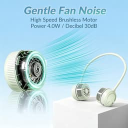 Nekventilator (knopmodel) - 64×64×48 mm - Slanglengte 42 cm - Flexibel en opvouwbaar - Handsfree ventilator zonder bladen - 3 windsnelheden - Stil en lichtgewicht - Geschikt voor reizen, sporten, kantoor en buitenactiviteiten - Wit — thumbnail 3