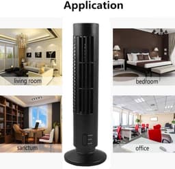 Bladloze Torenventilator - Draagbare USB Desktop Ventilator - 2 Snelheden - Oscillerende Luchtkoeler - Mini Ventilator voor Thuis en Kantoor - Wit — thumbnail 5