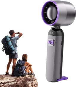 Draagbare Ventilator - Kleine Koeler - Verkoeling Onderweg - 100 Snelheden Instelbaar - Compact Ontwerp - Grijs Paars — thumbnail 5