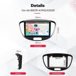 Boscer 2 Din Autoradio - Geschikt voor Hyundai i10 2008-2013 - Draadloos Apple CarPlay & Android Auto - 9 Inch HD Touchscreen - Android 15 - 6+128GB - GPS Navigatie - WiFi, Bluetooth & USB - Achteruitrijcamera & Microfoon — thumbnail 4