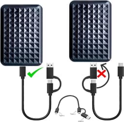 QIN® Harde Schijf - Externe Harde Schijf - SSD Extern - Externe Harde Schijven - Zwart - 15cm x 10cm x 4cm — thumbnail 2