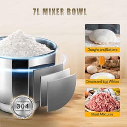 Keukenmachine - Mixer Blender - Bakken en Koken - Kantelbare Kop - 7 Liter Kom - Zwart — thumbnail 5