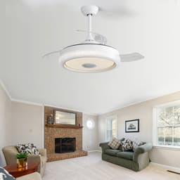 HAUSS SPOLE Plafondventilator Met Verlichting - 106,68 cm - Dimbaar RGB Licht En Bluetooth Luidspreker - PC - Wit - Voor Woonkamer En Slaapkamer — thumbnail 1