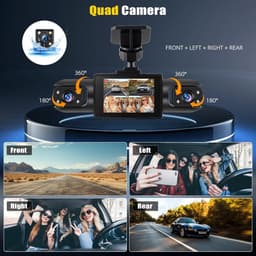Dashcam met vier lenzen - Dashcam voor Auto - 360-graden Panoramische Dekking - Nachtzicht - Achteruitrijassistentie - 1080P Full HD - Zonder Geheugenkaart — thumbnail 4