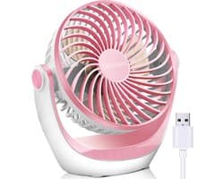 USB Tafelventilator Stil – 3 Snelheden – 360° Draaibaar – Compact en Opvouwbaar – Roze