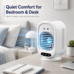 Mobiele Aircooler met Waternevel - Automatisch Oscillerende Mini Airco voor Slaapkamer - Stille Luchtkoeler met Timer & 3 Snelheden - Wit — thumbnail 5