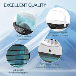 Aircooler – Airco - Ventilatie - Draagbare mini aircooler - 900 ml Watertank – 3 Windsnelheden – aircomobiel - ventilatoren - Met Verneveling en multicolor lampje - Wit — thumbnail 2