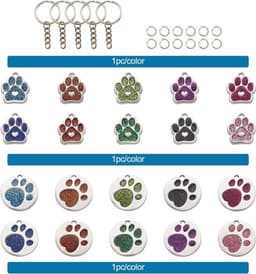 Set van 20 glitterende katten- en hondenpoot hangers voor het maken van DIY sieraden, ideaal als geluksbrenger en decoratieve accessoires — thumbnail 2