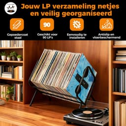 Pinguïn Records LP opbergsysteem – Vinyl Nest XL – LP platenrek geschikt voor circa 90 LP’s – LP houder – Vinyl houder – Gemaakt van gepoedercoat staal – Zwart — thumbnail 3