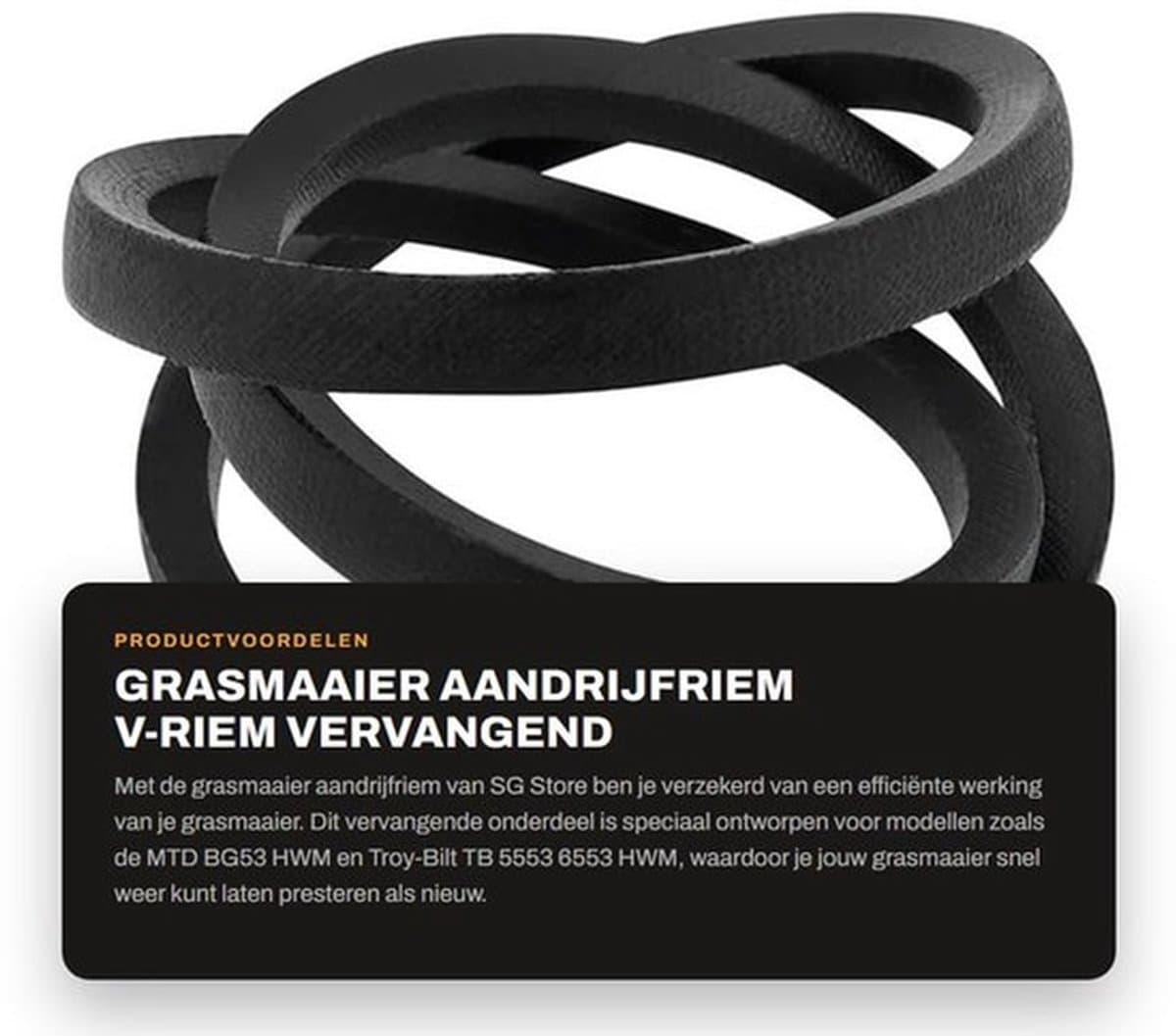 Aandrijfriem V-riem vervangend onderdeel - Binnenomtrek 750 mm - Buitenomtrek 772 mm - Breedte 10 mm - Compatibel met MTD/Troy-Bilt - Rubber/vezelmaterialen - Grasmaaier Riem — afbeelding 1