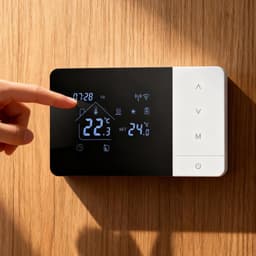 Wifi Thermostaat - Temperatuurregelaar App - Comfort Binnen - Adaptieve Klimaatregeling - 14x8.1x2cm - Zwart Wit — thumbnail 3