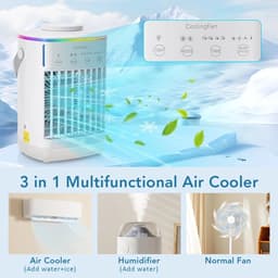 Velmio 4-in-1 Mobiele Airco Zonder Afvoerslang – Koude Luchtblazer - Ventilator - Airconditioning – 700 ml Watertank - Aircooler Met 3 Standen - Sfeerlicht — thumbnail 2