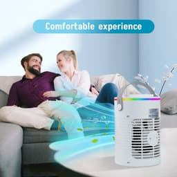 verdampingskoeler met 4 snelheden, vernevelingsfunctie, ijsblokjesvorm, watertank van 600 ml, ledverlichting in 7 kleuren en koelelement; stille ventilator, mini-airco zonder afvoerslang voor thuis, op kantoor en op reis. — thumbnail 5