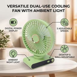 Wandmontage Ventilator - Bureau Ventilator - Ruimte Koelen - Met Omgevingslicht - 167 cm - Wit — thumbnail 2