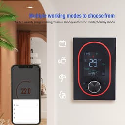 Slimme Thermostaat - Klimaatregelaar Programmeerbaar - Energie Besparen - Kleuren Touchscreen - AC 95-240V - Zwart — thumbnail 4