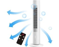 Torenventilator - Bladloze ventilator - Ruimte Koelen - Met Afstandsbediening - 35-40 inch - Wit