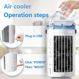 Mini Airco - Persoonlijke Koeler - Bureau Verkoeling - Laag Energieverbruik - Draagbaar - Wit — thumbnail 3