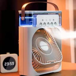 Draagbare luchtbevochtiger, airconditioner, mini-verdampingskoeler, LED-nachtlampje, luchtbevochtiger, waternevelventilator, geschikt voor kantoor en thuisgebruik (wit). — thumbnail 1