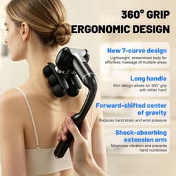 SnelShoppen - Massage gun - Grote massager met innovatief ontwerp, 6 intensiteitsniveaus, 4 opzetstukken, afneembare handgreep en 2-in-1 functie voor — thumbnail 2