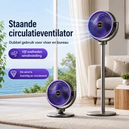Staande Circulatieventilator met Afstandsbediening en Luchtbevochtiger - 4 Windsnelheden - Oscillatie 90°/120°/150° - Timer 3/6/9 uur - Verstelbare Hoogte - Wit — thumbnail 5