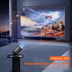 SnelShoppen - Draagbare 1080P Projector met 270° Verstelbaar, WiFi Home Theater voor Buitenfilms, Compatibel met Telefoons, Laptop en TV Stick, 150" S — thumbnail 4