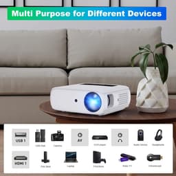 SnelShoppen - Native 1080p Full HD Beamer, 10.000L Thuisbioscoop Projector met 150.000 uur levensduur, Ondersteunt 4K, 350'' Display voor Smartphone, — thumbnail 4
