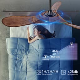 42 inch plafondventilator zonder verlichting - 6 snelheden - Omkeerbare geruisloze DC-motor - Afstandsbediening - Geschikt voor binnen en buiten - Voor boerderij, kantoor en slaapkamer — thumbnail 4