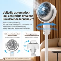 3-in-1 Luchtcirculatieventilator - Staande & Tafelventilator - Afstandsbediening - 5 Snelheden - Timer - Wit — thumbnail 4