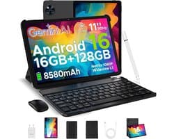 SnelShoppen - U11 VIP Edition Tablet 11" HD - 16GB+128GB Obsidiaanzwart - Android 15 - Octa-Core Unisoc T606 - 8580mAh Batterij - Widevine L1 Streamin